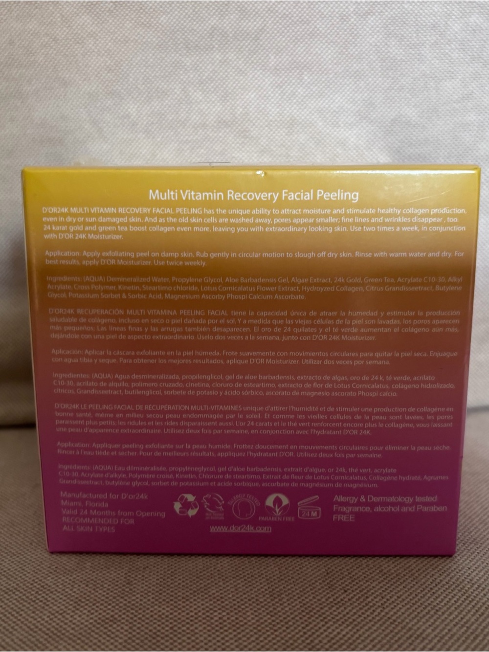 D'OR24K Prestige Facial Peeling Rose Quartz 50ml 1.7oz Alcohol-Free Paraben-Free - Picture 2 of 3